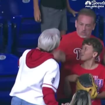Dad was able to get a HR ball for his son but a Karen in the section was not gonna let him keep it