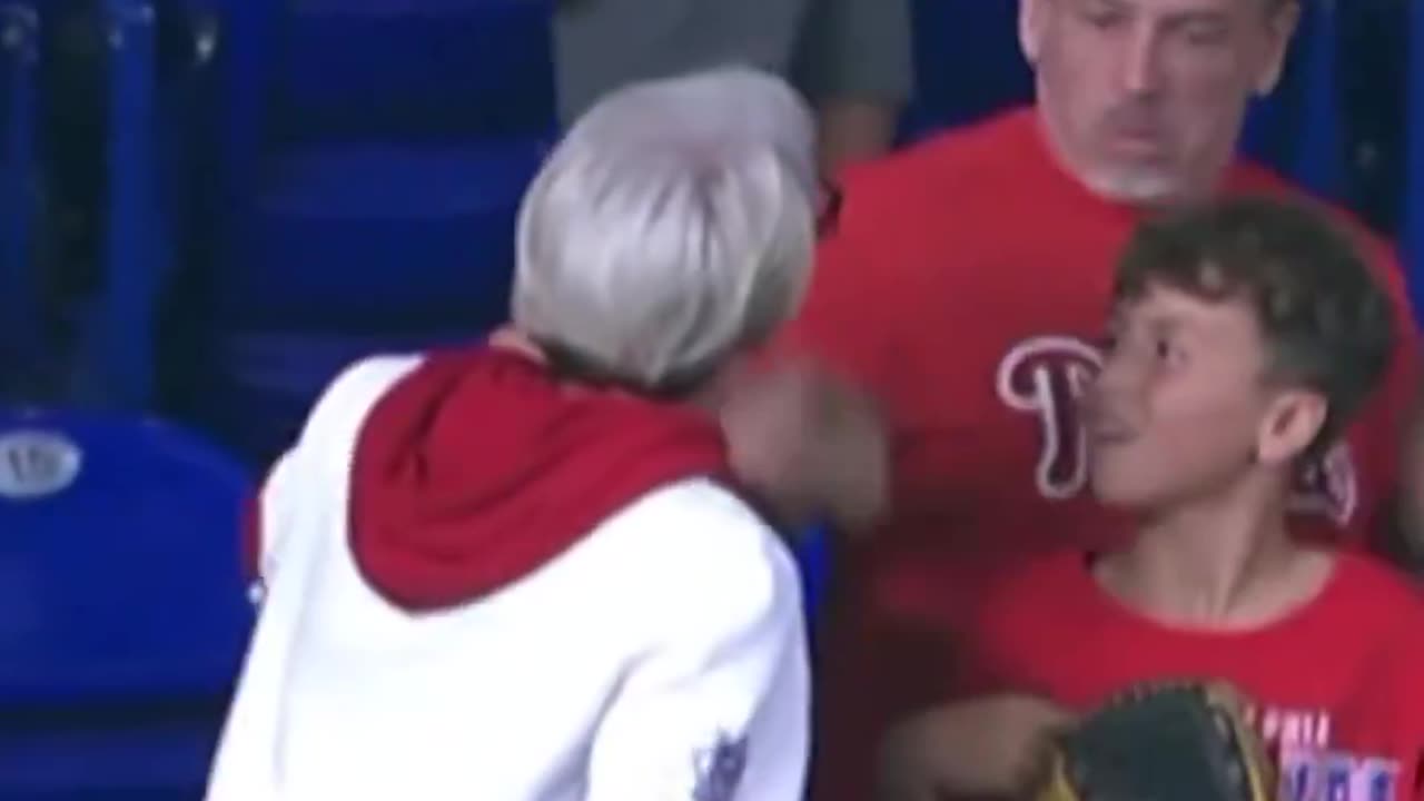 Dad was able to get a HR ball for his son but a Karen in the section was not gonna let him keep it