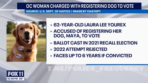 62-year old California woman BUSTED registering her pet to vote.