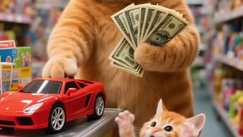 Mama Cat is Working to Buy her Kitten a Car