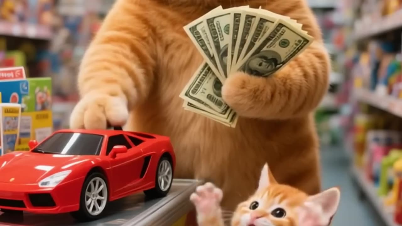 Mama Cat is Working to Buy her Kitten a Car
