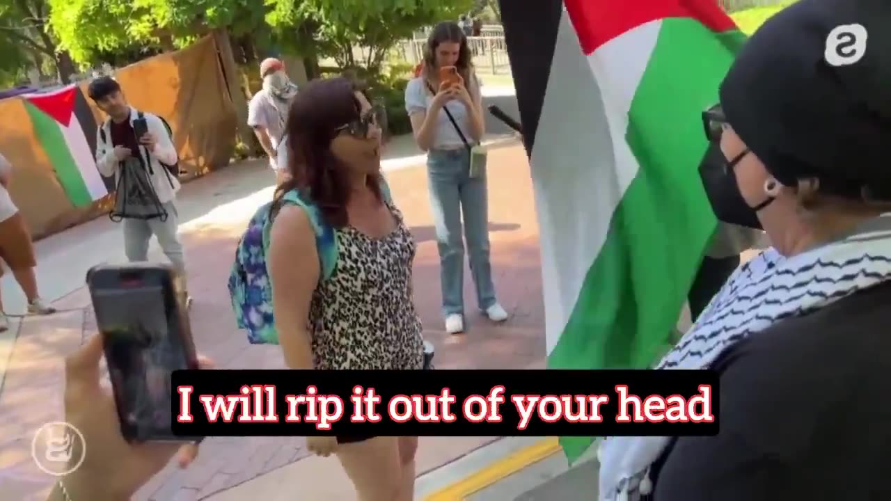 A young woman tells it like it is to a group of ‘Queers for Palestine’