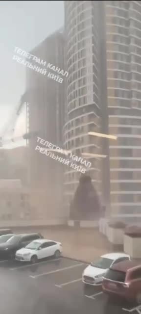 Insane Weather in Kyiv Brings Down Construction Crane