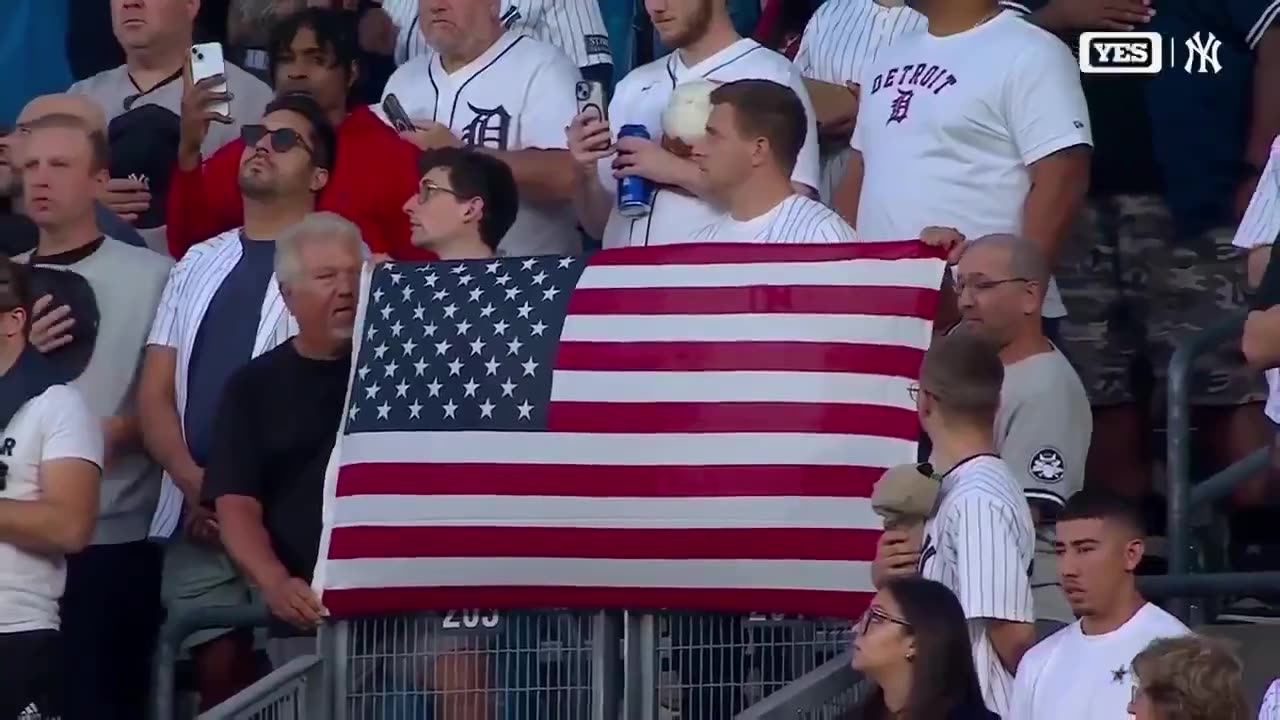 Yankee Stadium goes BERSERK when the big screen shows President Trump saluting the National Anthem.
