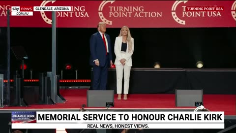 Charlie Kirk memorial service ends with touching embrace between Donald Trump and Erika Kirk