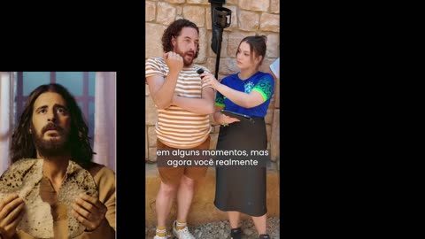 Jonathan Roumie Jordan Walker Ross speaks with brazilian The Chosen team