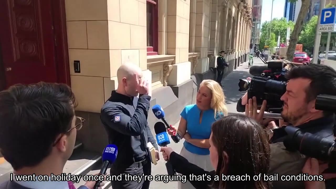 Thomas Sewell speaks to the media after being released on bail