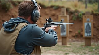 Man With a BSR Gun Shooting in a Shooting range