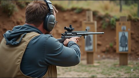 Man With a BSR Gun Shooting in a Shooting range