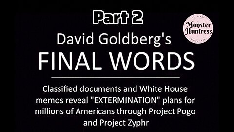 David Goldberg's Final Words:Part 2