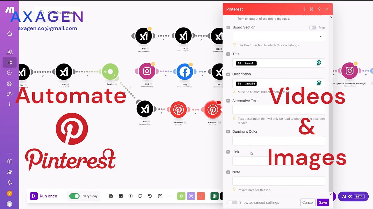 Post to Pinterest videos, images Automatically - Make.com