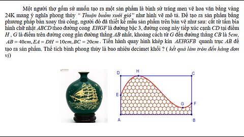 Một người thợ gốm sứ muốn tạo ra một sản phẩm là bình sứ tráng men vẽ hoa văn bằng