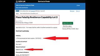 UK Governments - 'Mass Fatality' Contracts - August 2025 🔗 Below
