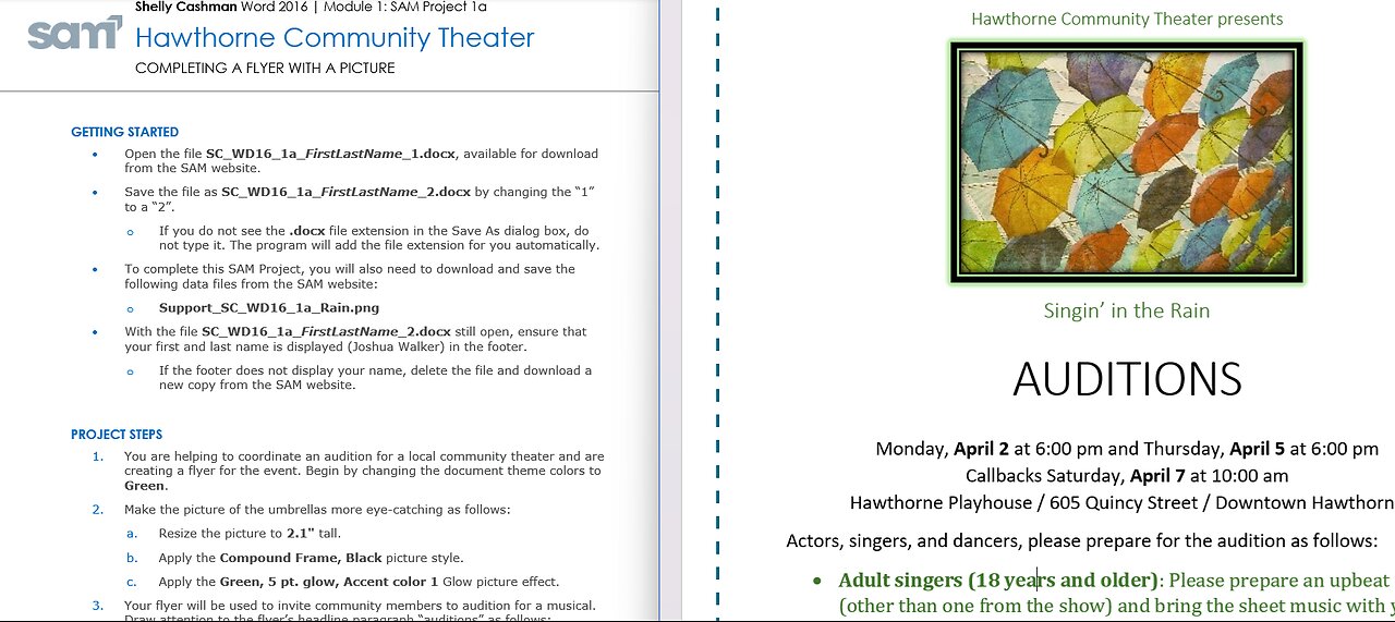 Microsoft Word Project (Word Module 1 SAM Project 1) - Hawthorne Community Theater