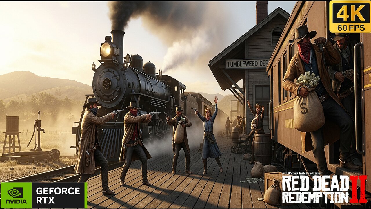 Epic Train Station Robbery || Red Dead Redemption 2 ||4K ULTRA Graphics gameplay