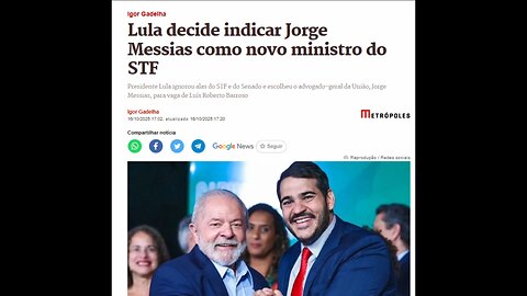 Lula indica Messias pro Supremo.