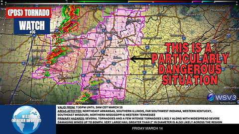 🌪️ (PDS) Dangerous Tornado Watch #36: AR, TN, MO & More! 3/14/25 #shorts #weatherupdate