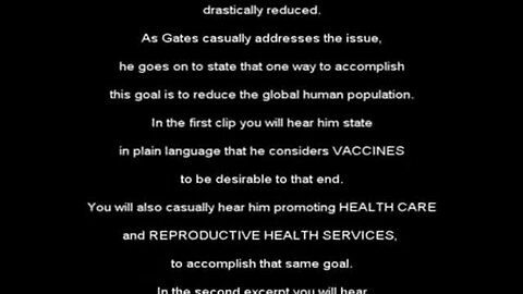 "Depopulation Acknowledged by Bill Gates"