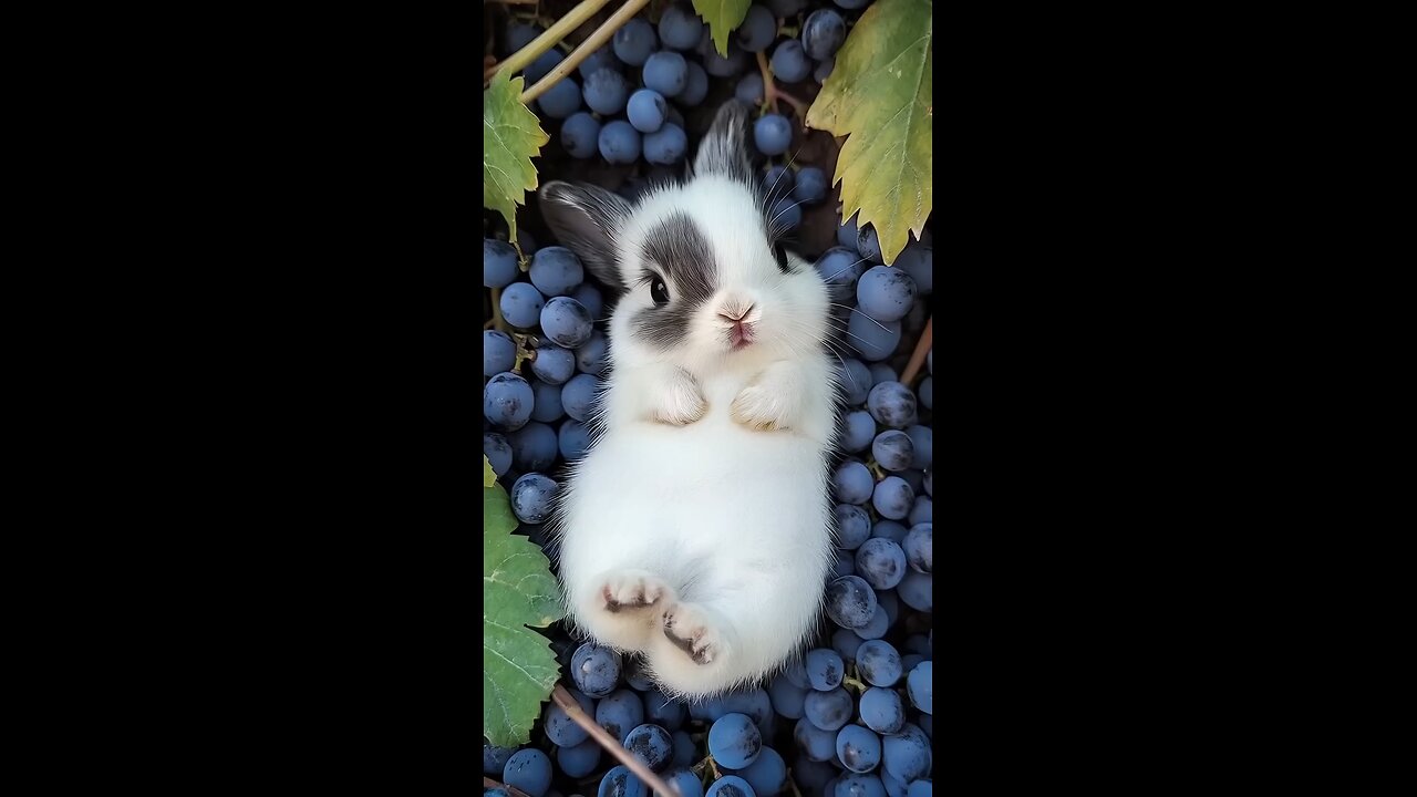 Cute Bunny Relaxing on Grapes | Adorable Moment