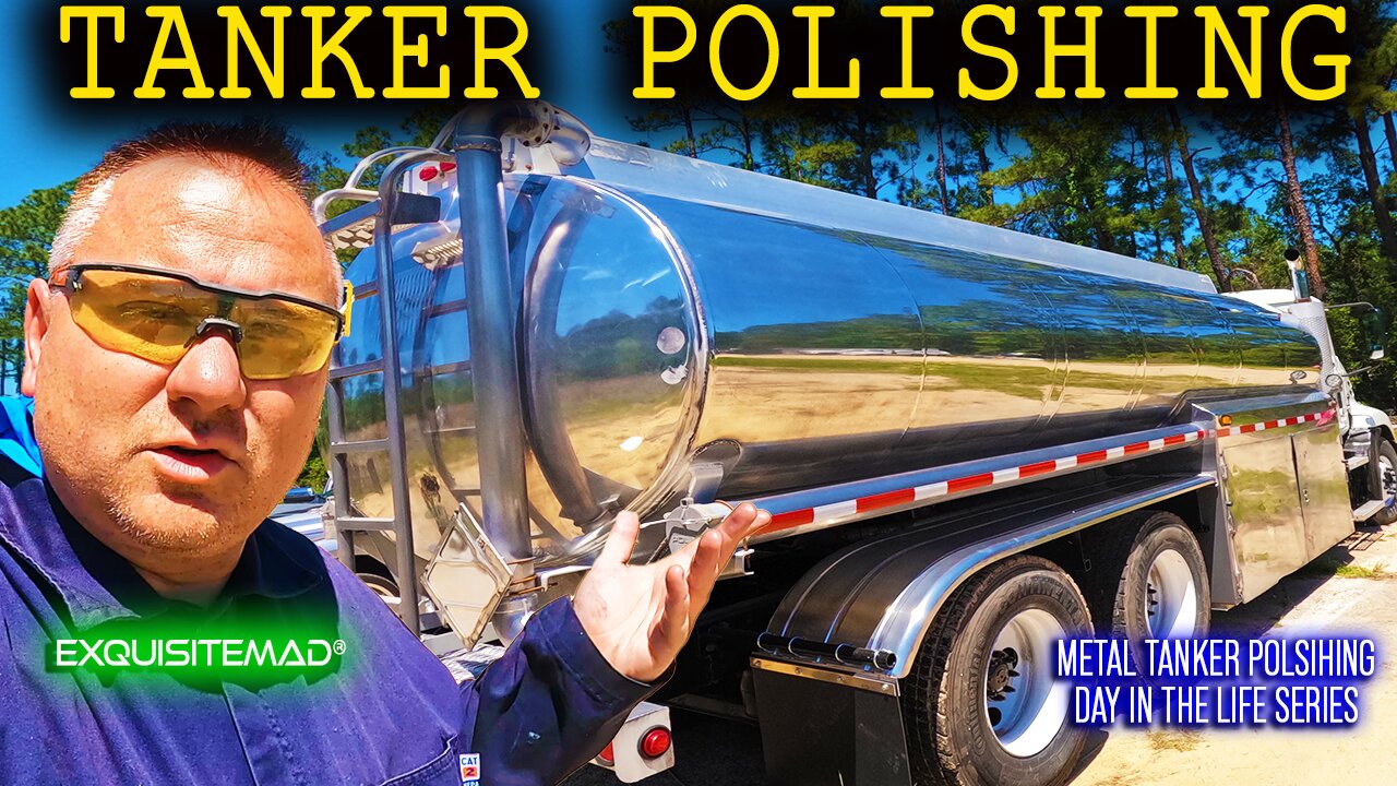 Polishing a Bare Metal Aluminum Bobtail Tanker Big Rig Semi Truck