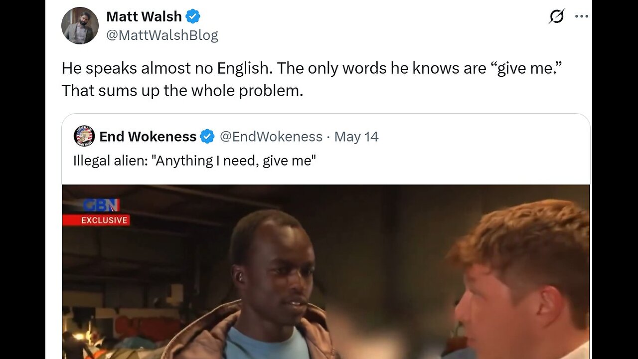 Matt Walsh on refugee who says to give him free stuff goes viral