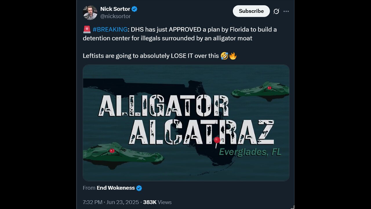 🚨 #BREAKING: DHS has just APPROVED a plan by Florida to build a detention center for illegals ...