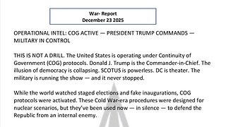 WAR REPORT - DEC 23 2025 - PRESIDENT TRUMP COMMANDS - MILITARY IN CONTROL