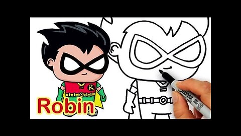 How to Draw Robin from Teen Titans Go Cute and Easy