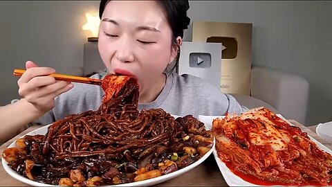 Korean jajangmyeon Noodles with kimchi