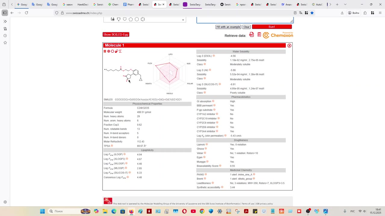 Ежовик Гребенчатый. Фармакологические Эринацины безопасные, активные. Силико анализ, разбор.