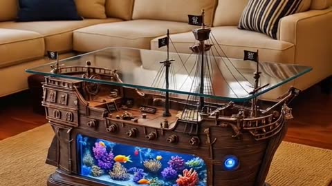 Pirate ship aquarium coffee tables!