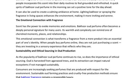 The Allure of Bakhoor Oud Perfume: A Deep Dive into Timeless Fragrance