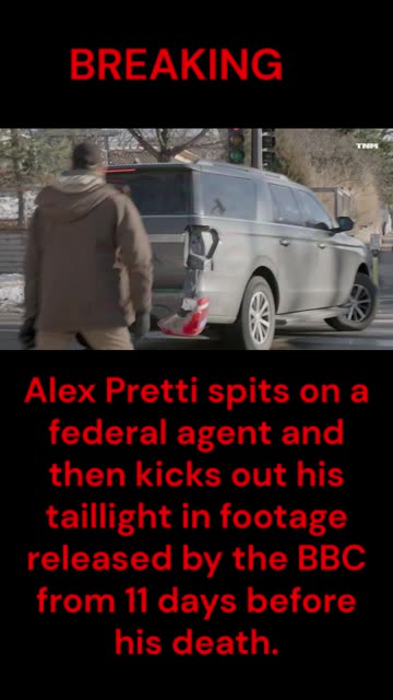 Alex Pretti spits on a federal agent and then kicks out his taillight in footage released by the BBC