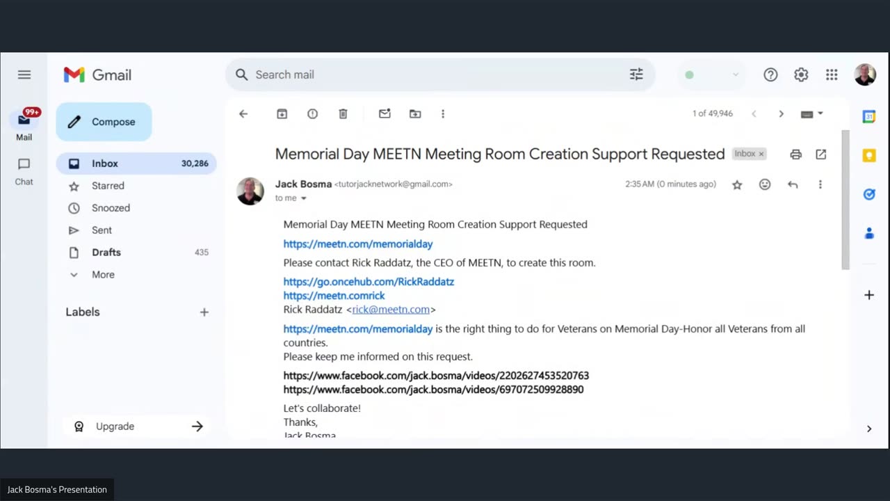 Memorial Day MEETN Meeting Room Creation Support Requested