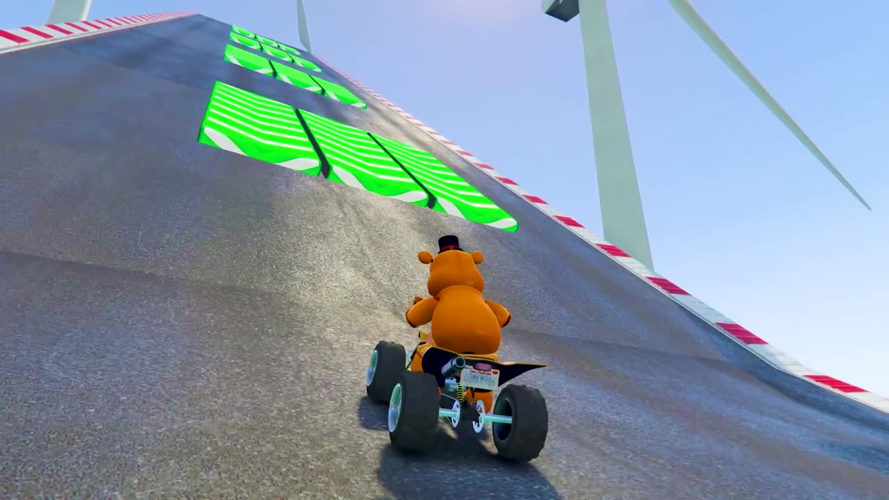RAINBOW SPIDER MAN! on Motorcycle in Spiral Bridge - 1080