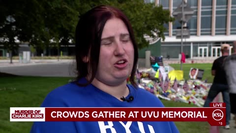 Crowds gather at Utah Valley University to pay respects at Charlie Kirk memorial