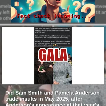 Fact Check: Sam Smith and Pamela Anderson Did NOT Trade Insults in May 2025 -- Started as Satire