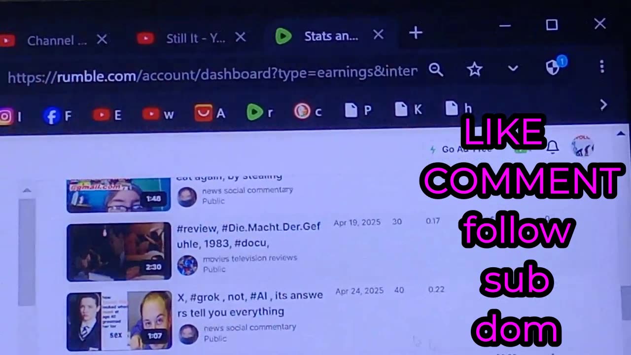 returning to, #youtube, from , #rumble, because its