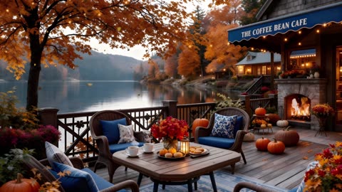 Relaxing Smooth Jazz by the Lake | Background Music for Cozy Fall Vibes & Fireplace Ambiance