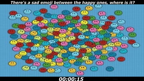 Sad emoji puzzle: There's a sad emoji between the happy ones, where is it?