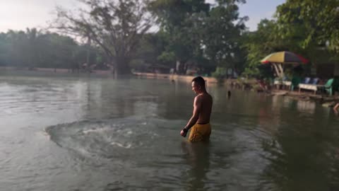 Swimming in Crystal Clear Blue Lake – A Refreshing Escape into Nature