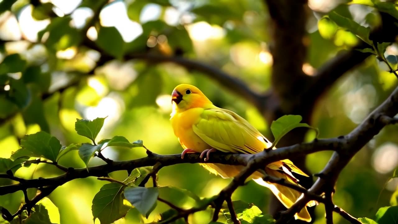 Beautiful canary on the tree