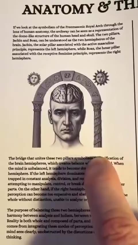 The “dome” above you is the skull and the two pillars are the hemispheres of your brain