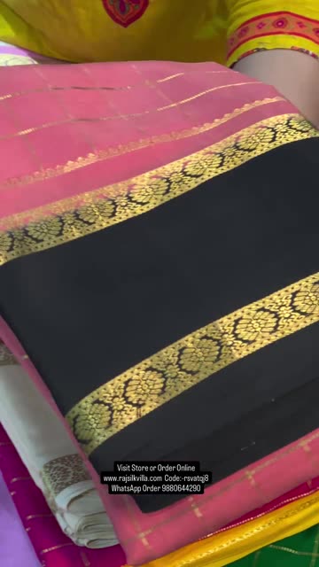 Pure Mysore silk sarees Bentex Cheks 120 gsm Buy Online at Rajsilvilla India