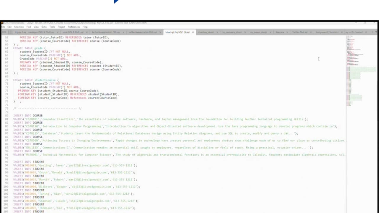 Student Work (Assignment ) | CST8288 DAO + Servlet SQL Output | Algonquin College