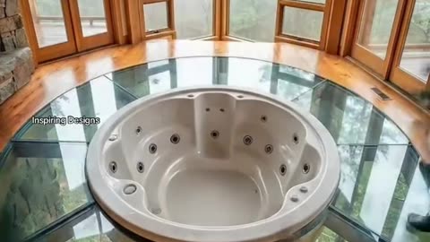 This treetop cabin has a hot tub surrounded by glass that looks down on the forest