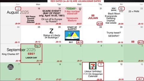 PETER'S CALENDAR UPDATE (as at Aug., 20, 2025)