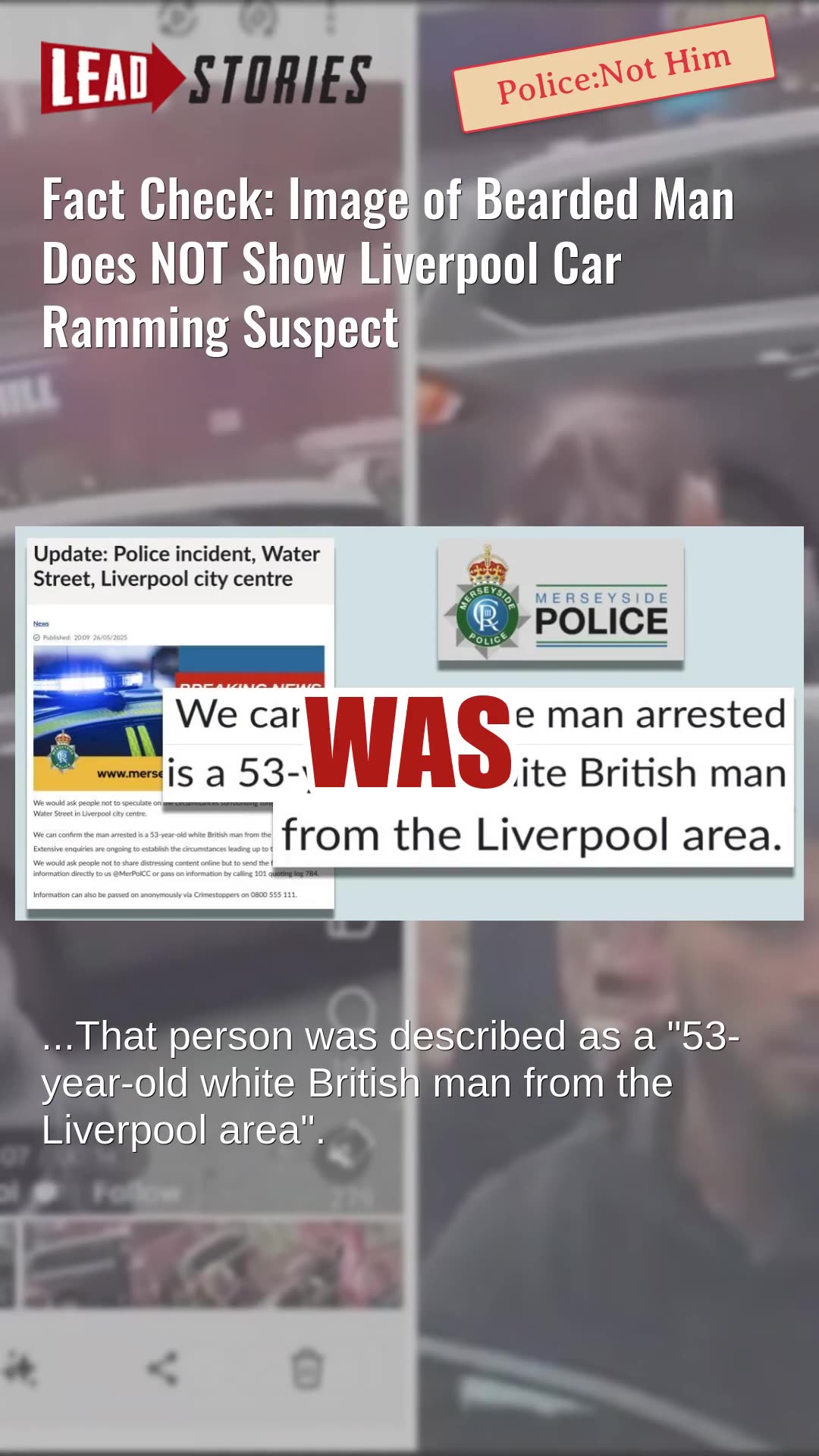 Fact Check: Image of Bearded Man Does NOT Show Liverpool Car Ramming Suspect