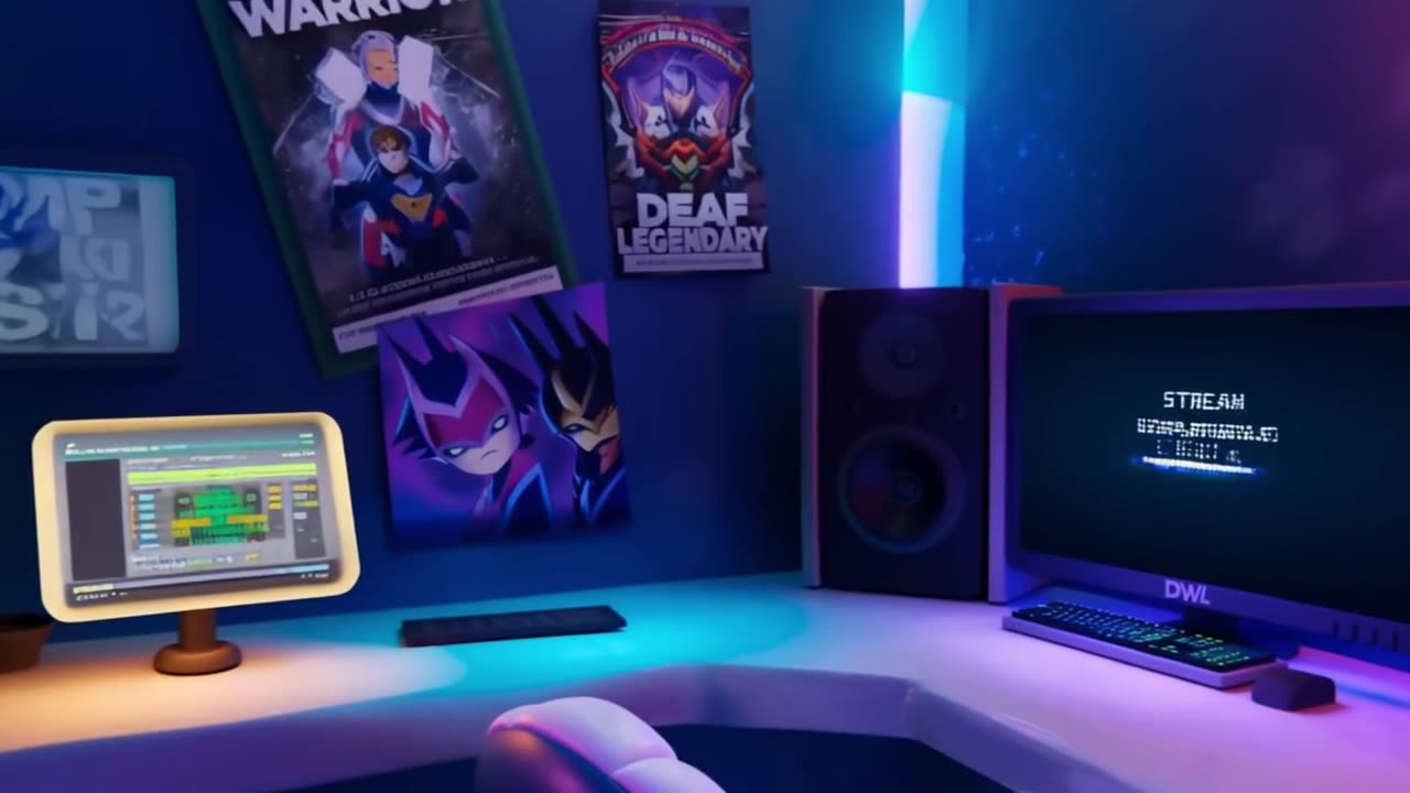 DWL Gamer Cave Claymation | ASL Streamer Blue-Black-White Vibe