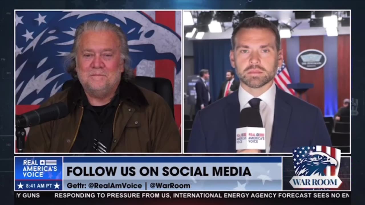 Jack Posobiec with Steve Bannon on Pentagon press briefing